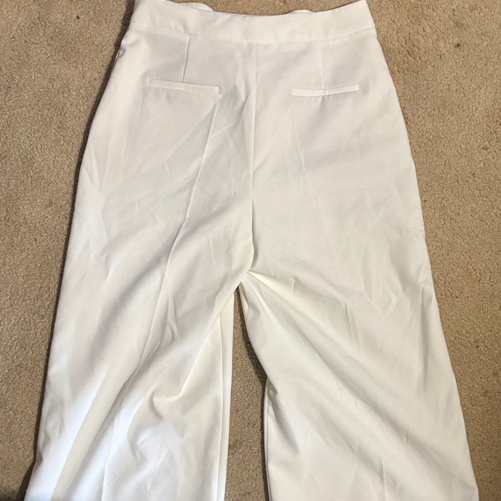 Zara Cream High-Waisted Trousers - Picture 4 of 4